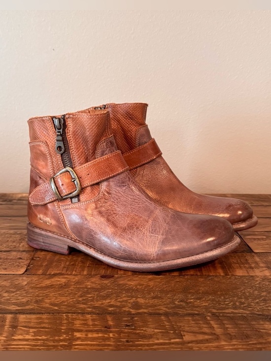 Bed Stu Shoes - Bed Stu Becca Brown Leather Moto Ankle Boots with Buckle